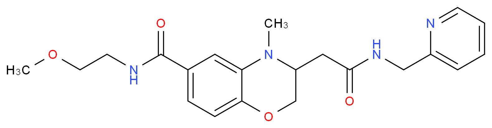 N-(2-methoxyethyl)-4-methyl-3-{2-oxo-2-[(pyridin-2-ylmethyl)amino]ethyl}-3,4-dihydro-2H-1,4-benzoxazine-6-carboxamide_Molecular_structure_CAS_)
