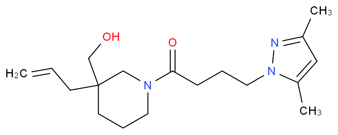 {3-allyl-1-[4-(3,5-dimethyl-1H-pyrazol-1-yl)butanoyl]-3-piperidinyl}methanol_Molecular_structure_CAS_)