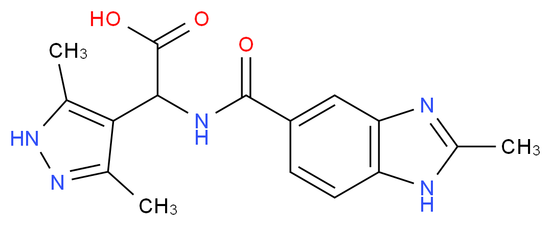 (3,5-dimethyl-1H-pyrazol-4-yl){[(2-methyl-1H-benzimidazol-5-yl)carbonyl]amino}acetic acid_Molecular_structure_CAS_)
