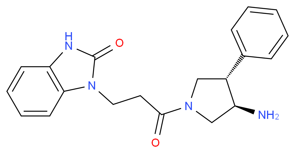 1-{3-[(3R*,4S*)-3-amino-4-phenylpyrrolidin-1-yl]-3-oxopropyl}-1,3-dihydro-2H-benzimidazol-2-one_Molecular_structure_CAS_)