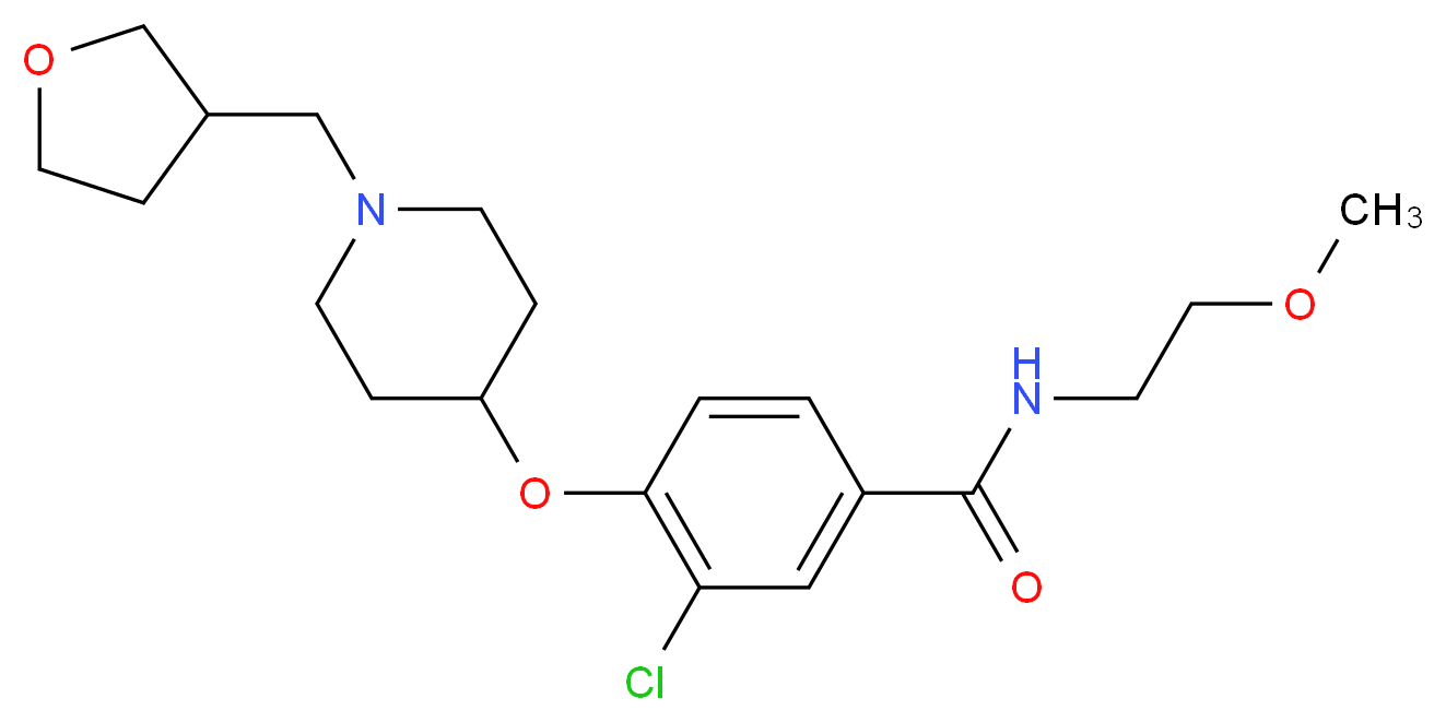 3-chloro-N-(2-methoxyethyl)-4-{[1-(tetrahydro-3-furanylmethyl)-4-piperidinyl]oxy}benzamide_Molecular_structure_CAS_)
