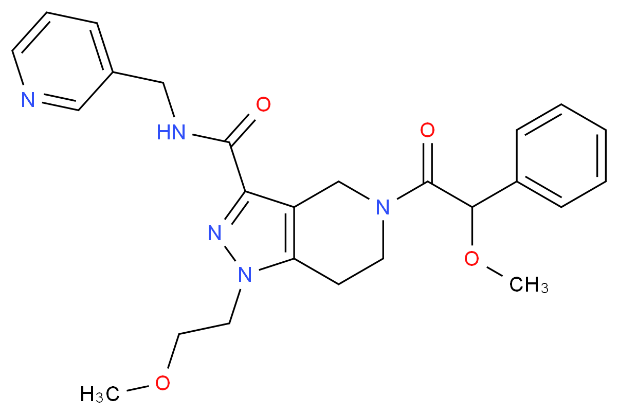 1-(2-methoxyethyl)-5-[methoxy(phenyl)acetyl]-N-(3-pyridinylmethyl)-4,5,6,7-tetrahydro-1H-pyrazolo[4,3-c]pyridine-3-carboxamide_Molecular_structure_CAS_)