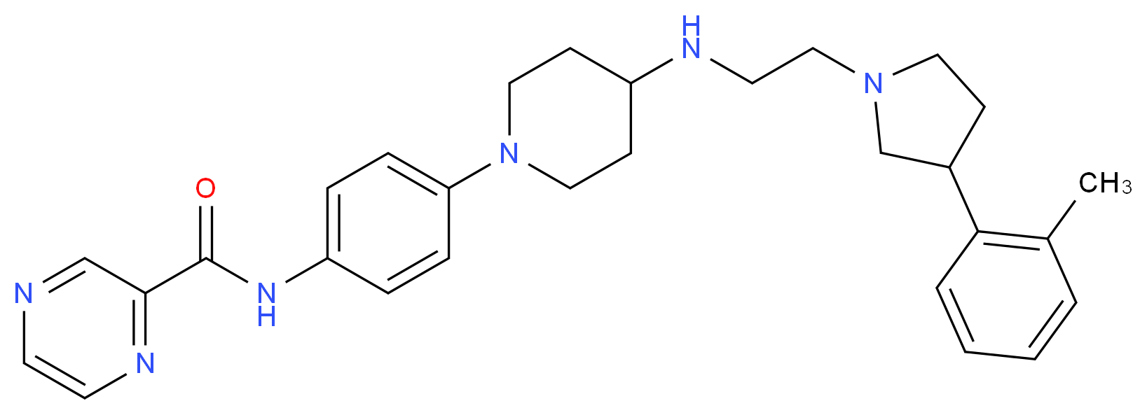 N-{4-[4-({2-[3-(2-methylphenyl)-1-pyrrolidinyl]ethyl}amino)-1-piperidinyl]phenyl}-2-pyrazinecarboxamide_Molecular_structure_CAS_)