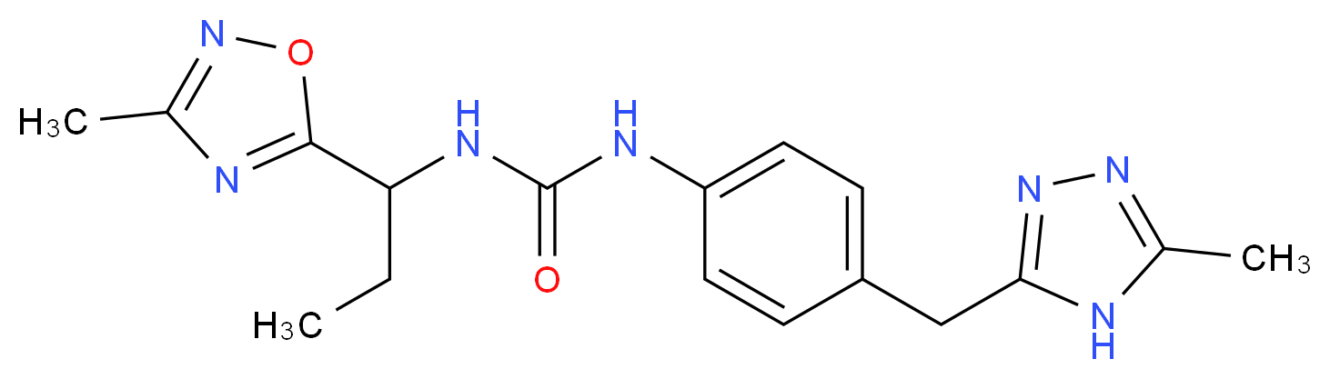 N-[1-(3-methyl-1,2,4-oxadiazol-5-yl)propyl]-N'-{4-[(5-methyl-4H-1,2,4-triazol-3-yl)methyl]phenyl}urea_Molecular_structure_CAS_)