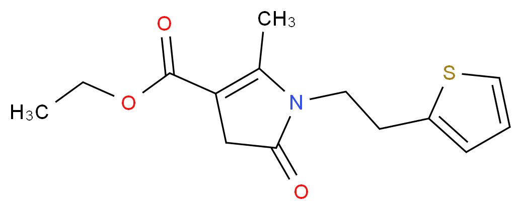Ethyl 2-methyl-5-oxo-1-[2-(2-thienyl)ethyl]-4,5-dihydro-1H-pyrrole-3-carboxylate_Molecular_structure_CAS_)