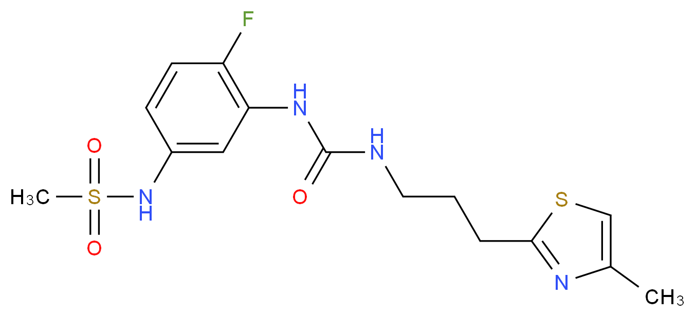 N-{4-fluoro-3-[({[3-(4-methyl-1,3-thiazol-2-yl)propyl]amino}carbonyl)amino]phenyl}methanesulfonamide_Molecular_structure_CAS_)