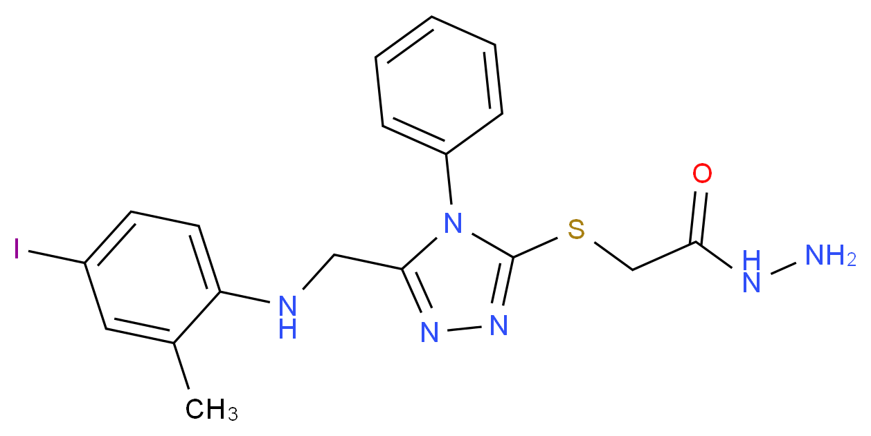 2-[(5-{[(4-Iodo-2-methylphenyl)amino]methyl}-4-phenyl-4H-1,2,4-triazol-3-yl)thio]acetohydrazide_Molecular_structure_CAS_)