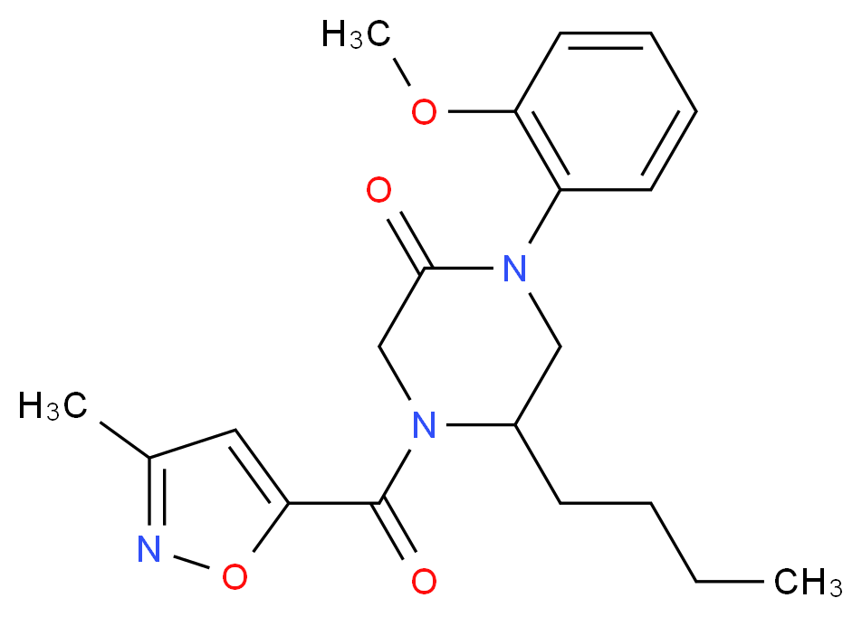 5-butyl-1-(2-methoxyphenyl)-4-[(3-methyl-5-isoxazolyl)carbonyl]-2-piperazinone_Molecular_structure_CAS_)