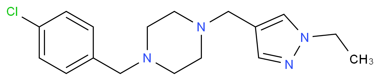 1-(4-chlorobenzyl)-4-[(1-ethyl-1H-pyrazol-4-yl)methyl]piperazine_Molecular_structure_CAS_)