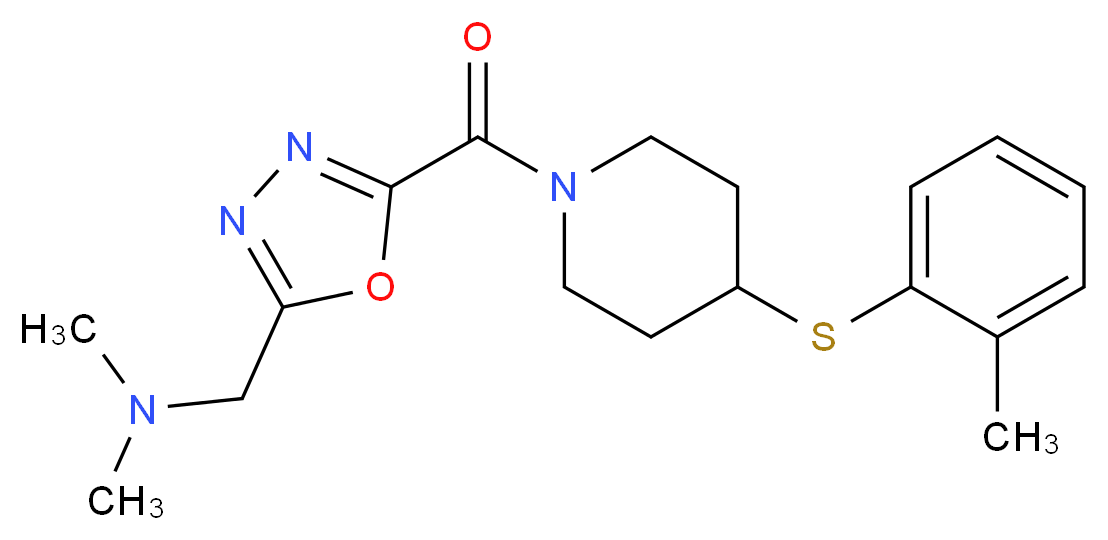 N,N-dimethyl-1-[5-({4-[(2-methylphenyl)thio]piperidin-1-yl}carbonyl)-1,3,4-oxadiazol-2-yl]methanamine_Molecular_structure_CAS_)