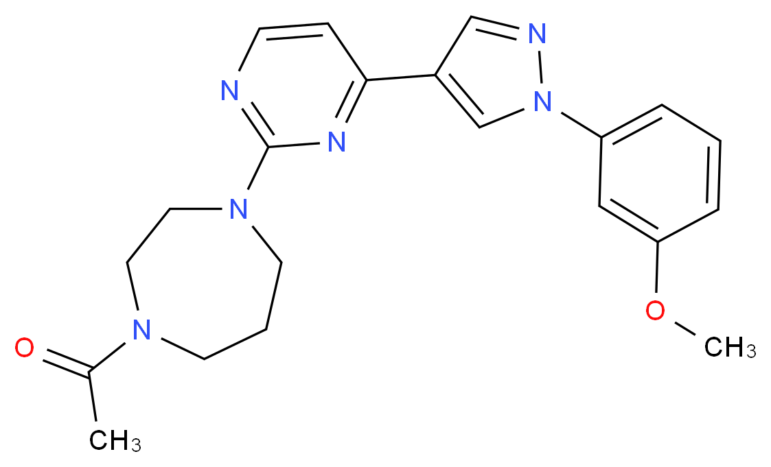 1-acetyl-4-{4-[1-(3-methoxyphenyl)-1H-pyrazol-4-yl]pyrimidin-2-yl}-1,4-diazepane_Molecular_structure_CAS_)