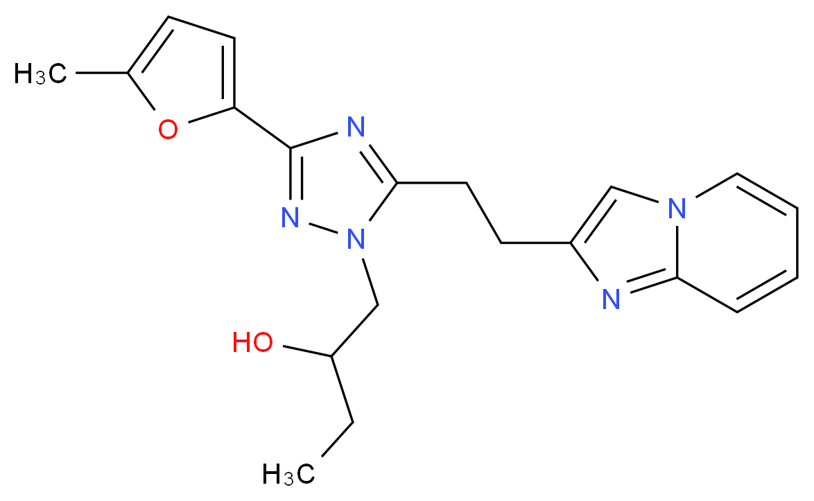 1-[5-(2-imidazo[1,2-a]pyridin-2-ylethyl)-3-(5-methyl-2-furyl)-1H-1,2,4-triazol-1-yl]butan-2-ol_Molecular_structure_CAS_)