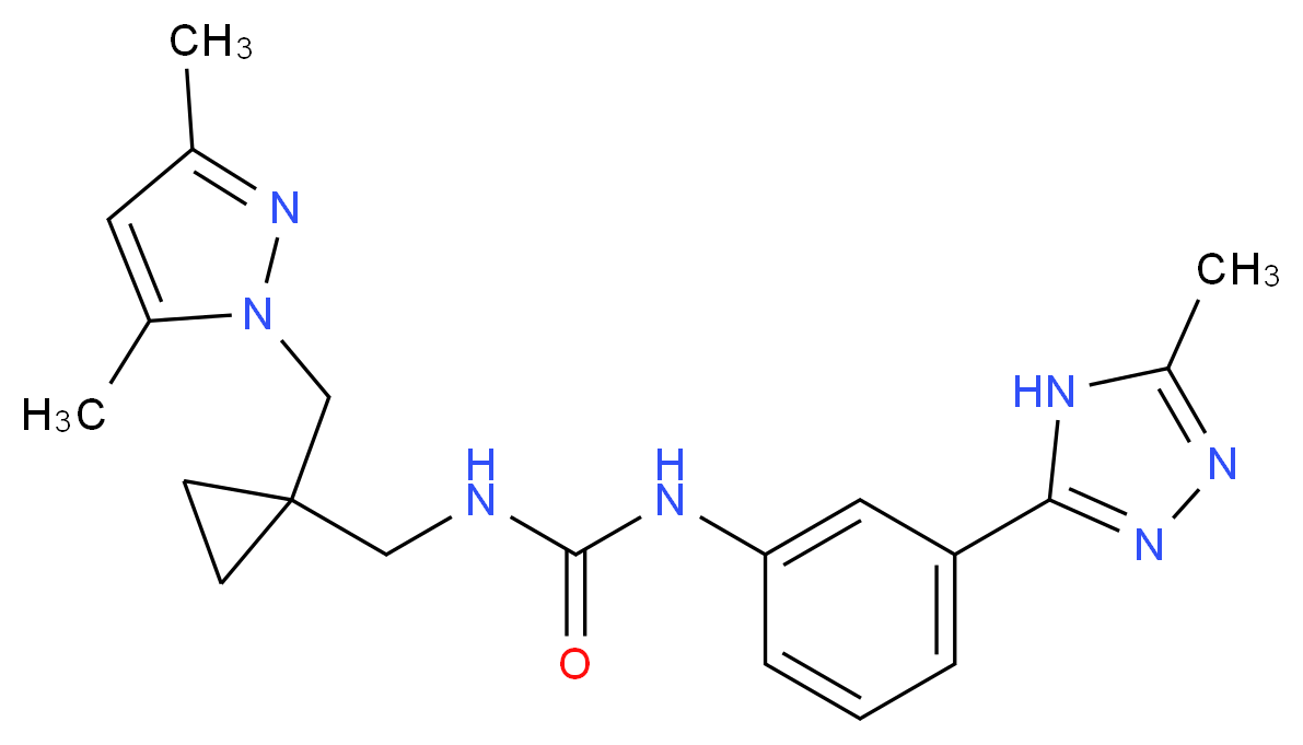 N-({1-[(3,5-dimethyl-1H-pyrazol-1-yl)methyl]cyclopropyl}methyl)-N'-[3-(5-methyl-4H-1,2,4-triazol-3-yl)phenyl]urea_Molecular_structure_CAS_)