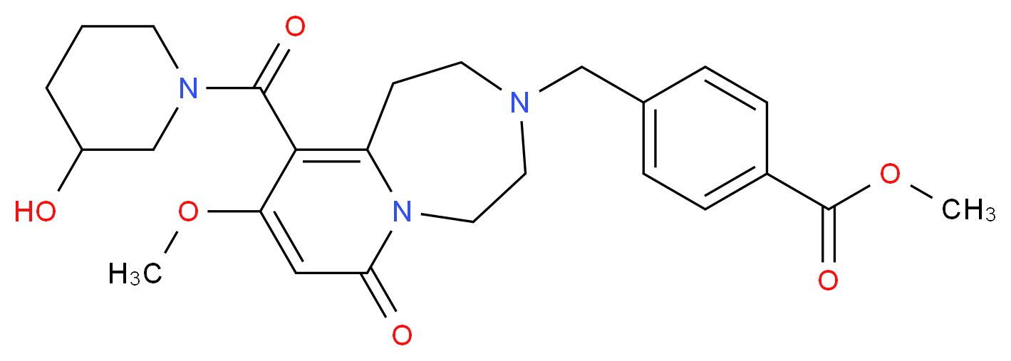 methyl 4-{[10-[(3-hydroxy-1-piperidinyl)carbonyl]-9-methoxy-7-oxo-1,4,5,7-tetrahydropyrido[1,2-d][1,4]diazepin-3(2H)-yl]methyl}benzoate_Molecular_structure_CAS_)