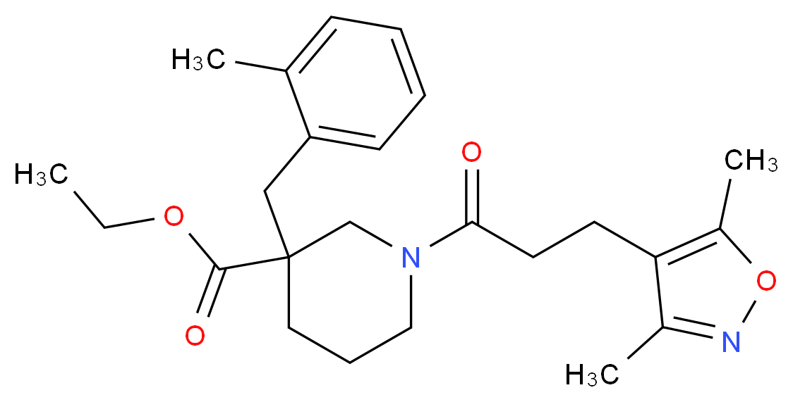 ethyl 1-[3-(3,5-dimethyl-4-isoxazolyl)propanoyl]-3-(2-methylbenzyl)-3-piperidinecarboxylate_Molecular_structure_CAS_)