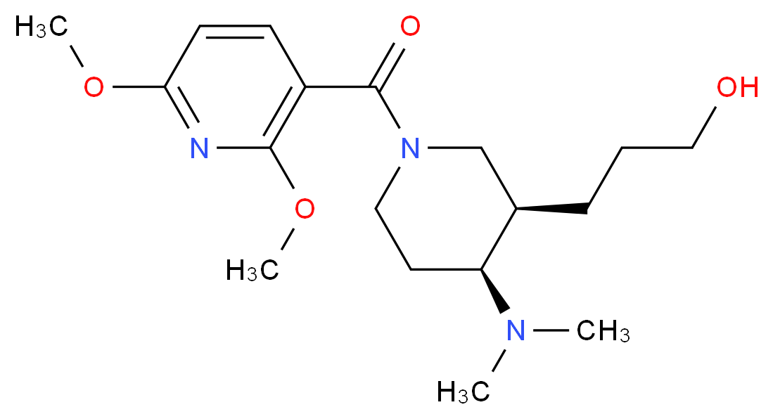 3-[(3R*,4S*)-1-[(2,6-dimethoxypyridin-3-yl)carbonyl]-4-(dimethylamino)piperidin-3-yl]propan-1-ol_Molecular_structure_CAS_)