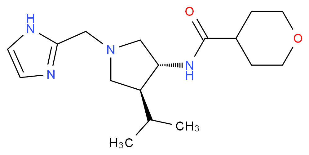 N-[(3R*,4S*)-1-(1H-imidazol-2-ylmethyl)-4-isopropyl-3-pyrrolidinyl]tetrahydro-2H-pyran-4-carboxamide_Molecular_structure_CAS_)
