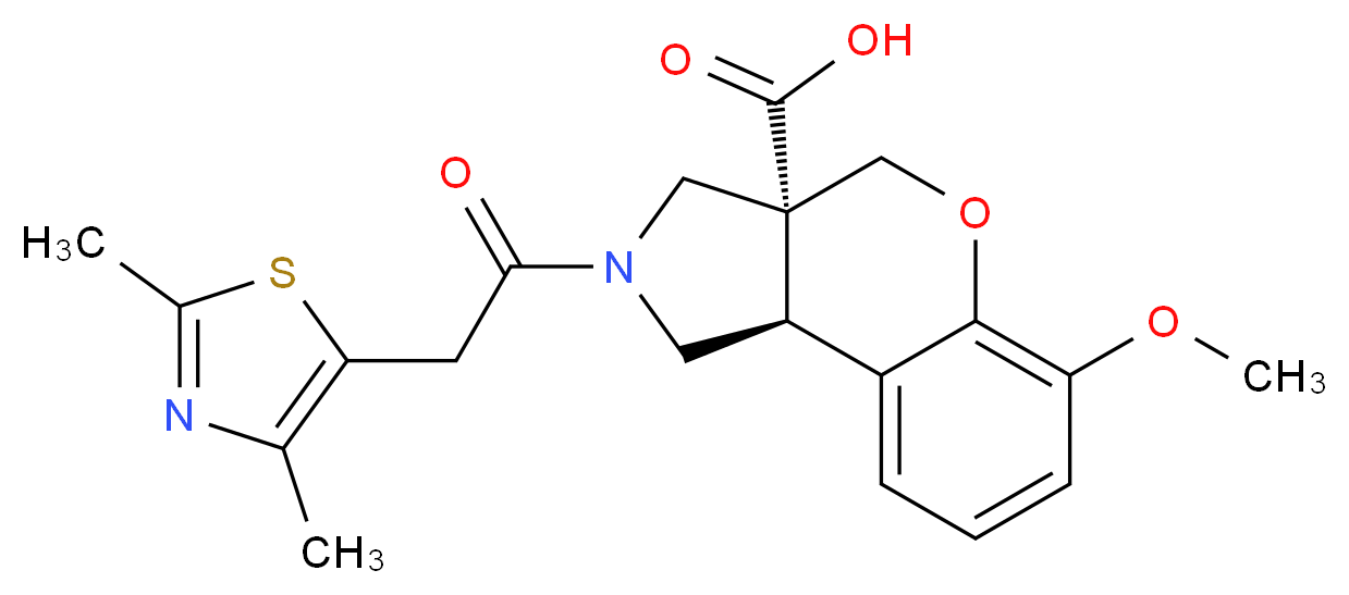 (3aR*,9bR*)-2-[(2,4-dimethyl-1,3-thiazol-5-yl)acetyl]-6-methoxy-1,2,3,9b-tetrahydrochromeno[3,4-c]pyrrole-3a(4H)-carboxylic acid_Molecular_structure_CAS_)
