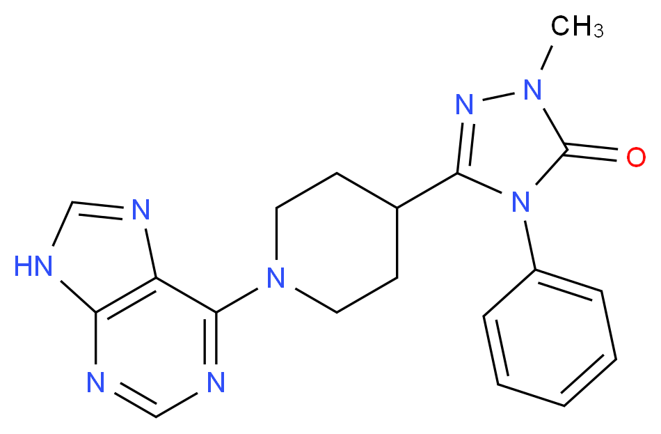 2-methyl-4-phenyl-5-[1-(9H-purin-6-yl)piperidin-4-yl]-2,4-dihydro-3H-1,2,4-triazol-3-one_Molecular_structure_CAS_)