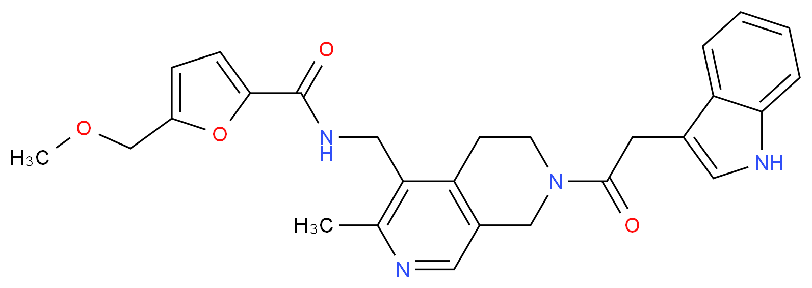 N-{[7-(1H-indol-3-ylacetyl)-3-methyl-5,6,7,8-tetrahydro-2,7-naphthyridin-4-yl]methyl}-5-(methoxymethyl)-2-furamide_Molecular_structure_CAS_)
