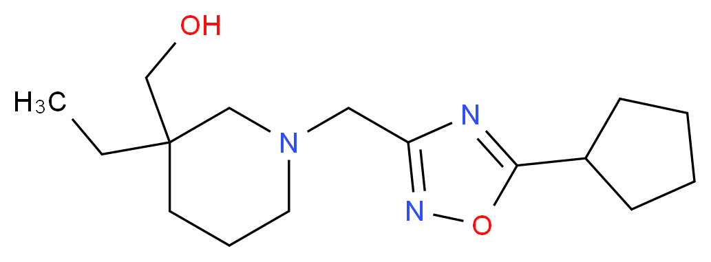 {1-[(5-cyclopentyl-1,2,4-oxadiazol-3-yl)methyl]-3-ethylpiperidin-3-yl}methanol_Molecular_structure_CAS_)