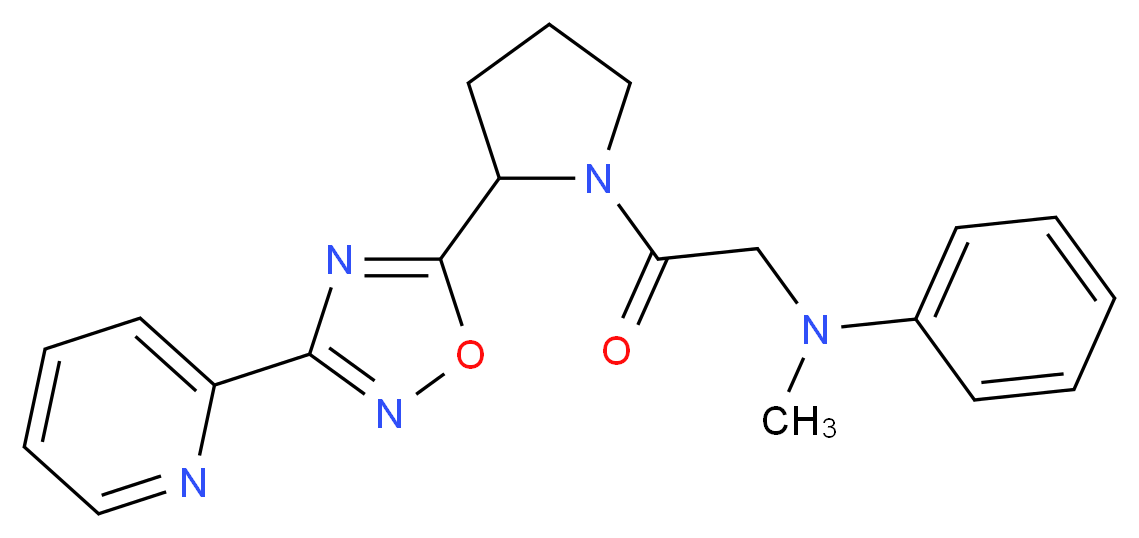 N-methyl-N-(2-oxo-2-{2-[3-(2-pyridinyl)-1,2,4-oxadiazol-5-yl]-1-pyrrolidinyl}ethyl)aniline_Molecular_structure_CAS_)