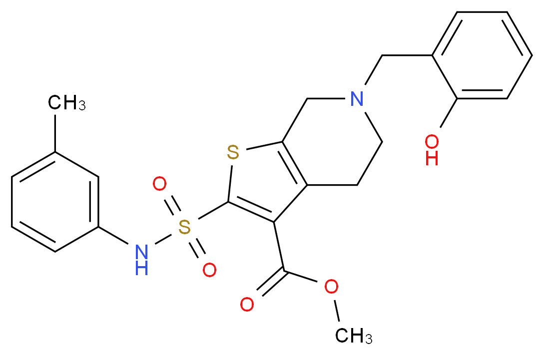 methyl 6-(2-hydroxybenzyl)-2-{[(3-methylphenyl)amino]sulfonyl}-4,5,6,7-tetrahydrothieno[2,3-c]pyridine-3-carboxylate_Molecular_structure_CAS_)
