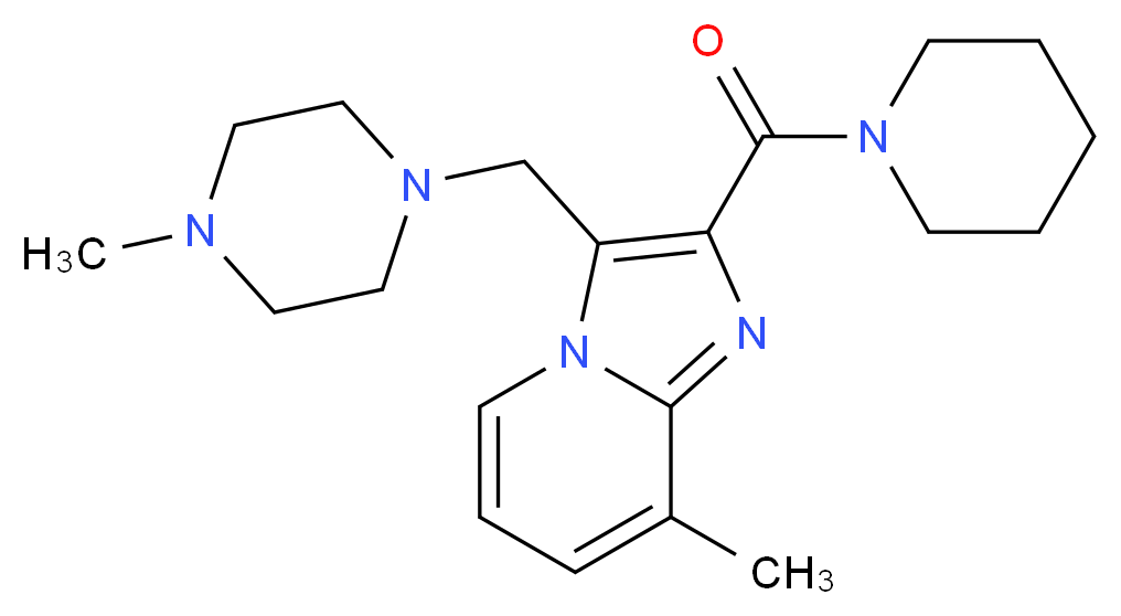 8-methyl-3-[(4-methylpiperazin-1-yl)methyl]-2-(piperidin-1-ylcarbonyl)imidazo[1,2-a]pyridine_Molecular_structure_CAS_)