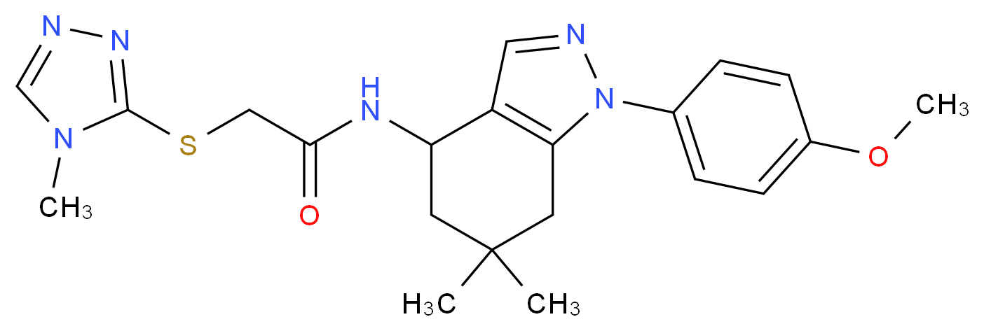 N-[1-(4-methoxyphenyl)-6,6-dimethyl-4,5,6,7-tetrahydro-1H-indazol-4-yl]-2-[(4-methyl-4H-1,2,4-triazol-3-yl)thio]acetamide_Molecular_structure_CAS_)