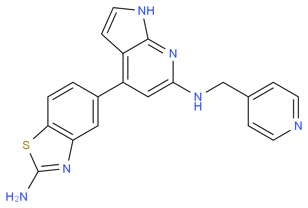 5-{6-[(pyridin-4-ylmethyl)amino]-1H-pyrrolo[2,3-b]pyridin-4-yl}-1,3-benzothiazol-2-amine_Molecular_structure_CAS_)