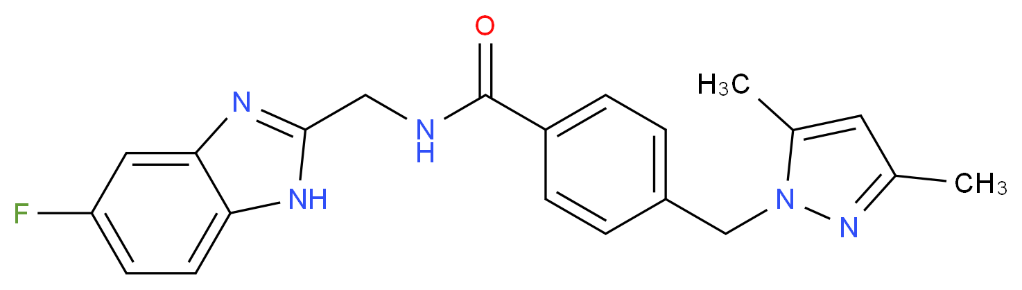 4-[(3,5-dimethyl-1H-pyrazol-1-yl)methyl]-N-[(5-fluoro-1H-benzimidazol-2-yl)methyl]benzamide_Molecular_structure_CAS_)