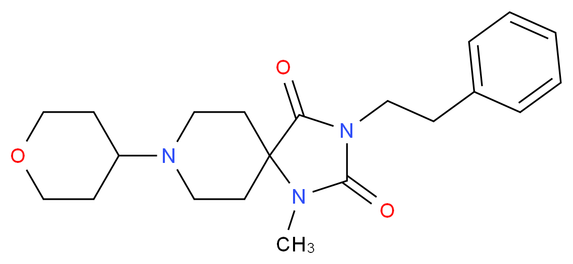 1-methyl-3-(2-phenylethyl)-8-(tetrahydro-2H-pyran-4-yl)-1,3,8-triazaspiro[4.5]decane-2,4-dione_Molecular_structure_CAS_)