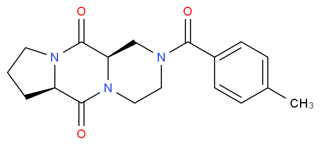 (6aR,11aR)-2-(4-methylbenzoyl)octahydro-6H-pyrazino[1,2-a]pyrrolo[1,2-d]pyrazine-6,11(2H)-dione_Molecular_structure_CAS_)