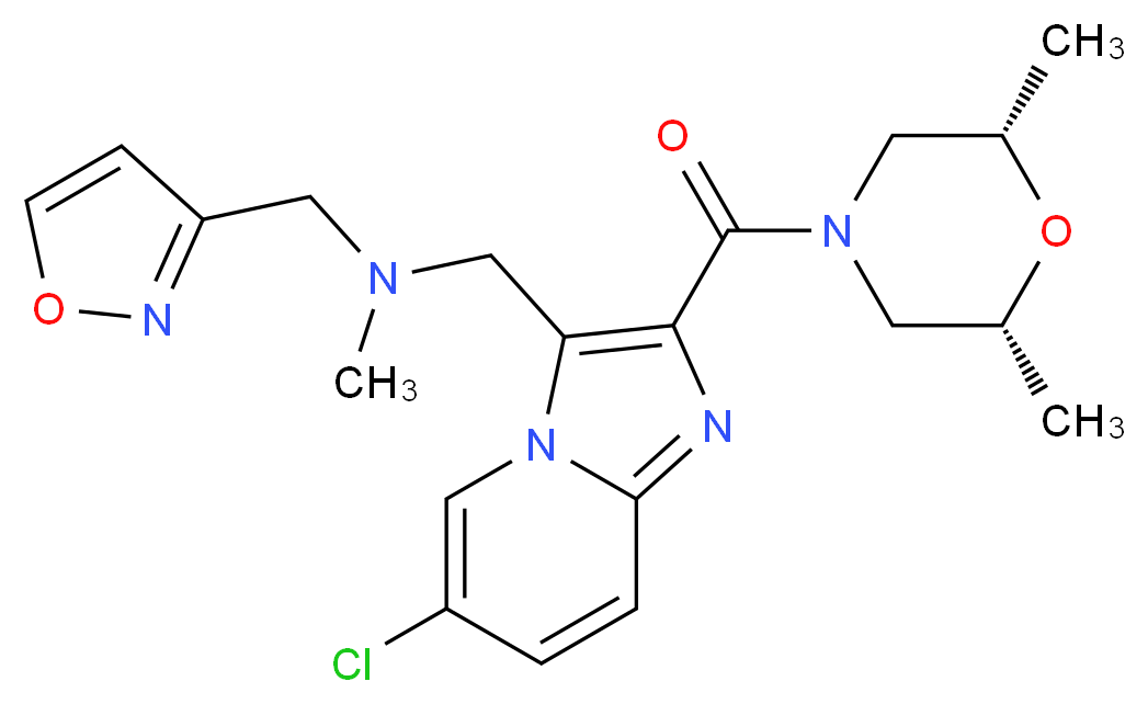 1-(6-chloro-2-{[(2R*,6S*)-2,6-dimethyl-4-morpholinyl]carbonyl}imidazo[1,2-a]pyridin-3-yl)-N-(3-isoxazolylmethyl)-N-methylmethanamine_Molecular_structure_CAS_)