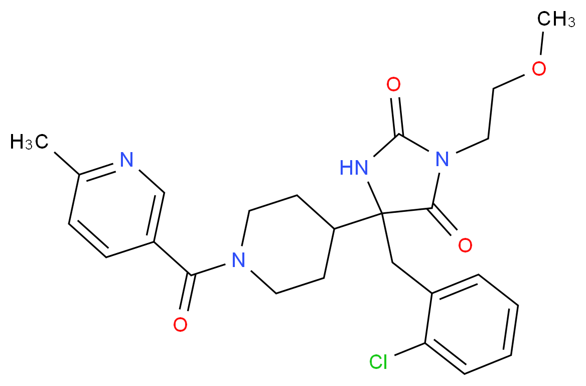 5-(2-chlorobenzyl)-3-(2-methoxyethyl)-5-{1-[(6-methyl-3-pyridinyl)carbonyl]-4-piperidinyl}-2,4-imidazolidinedione_Molecular_structure_CAS_)