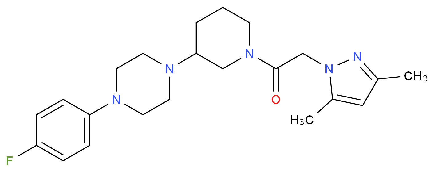 1-{1-[(3,5-dimethyl-1H-pyrazol-1-yl)acetyl]-3-piperidinyl}-4-(4-fluorophenyl)piperazine_Molecular_structure_CAS_)