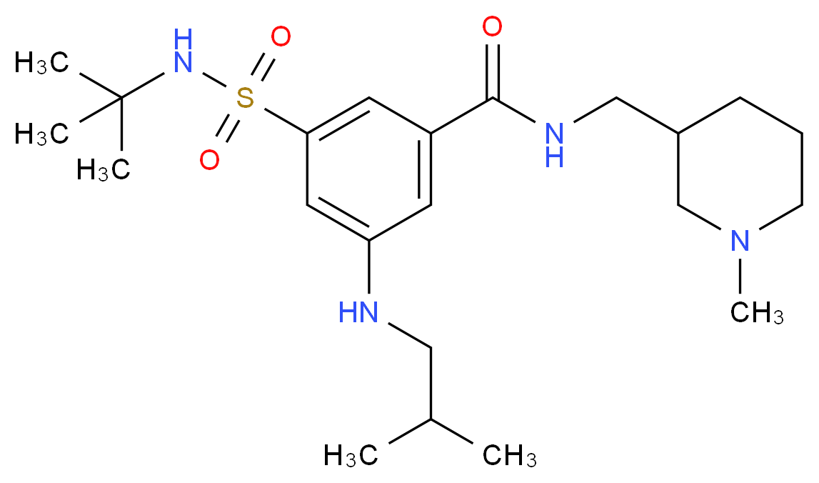 3-[(tert-butylamino)sulfonyl]-5-(isobutylamino)-N-[(1-methyl-3-piperidinyl)methyl]benzamide_Molecular_structure_CAS_)