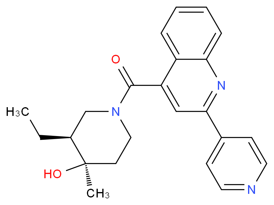 (3S*,4R*)-3-ethyl-4-methyl-1-[(2-pyridin-4-ylquinolin-4-yl)carbonyl]piperidin-4-ol_Molecular_structure_CAS_)