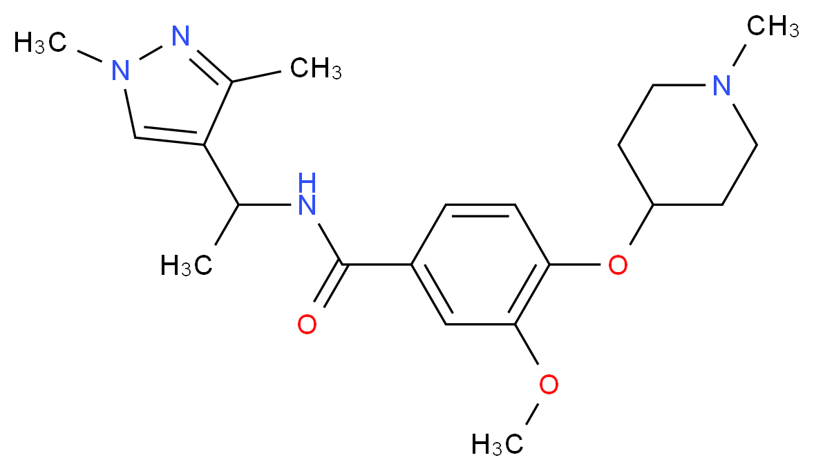 N-[1-(1,3-dimethyl-1H-pyrazol-4-yl)ethyl]-3-methoxy-4-[(1-methyl-4-piperidinyl)oxy]benzamide_Molecular_structure_CAS_)