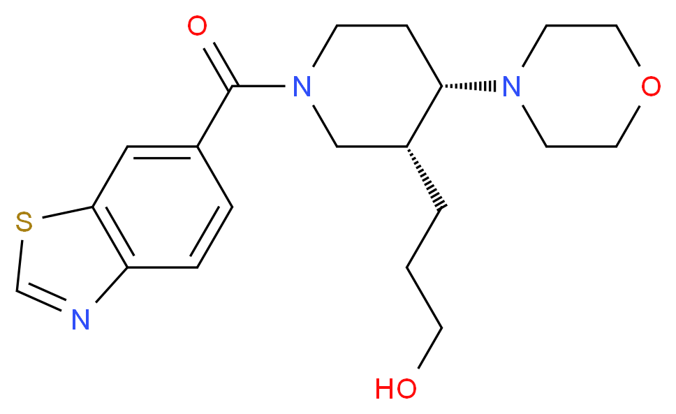 3-[(3R*,4S*)-1-(1,3-benzothiazol-6-ylcarbonyl)-4-morpholin-4-ylpiperidin-3-yl]propan-1-ol_Molecular_structure_CAS_)
