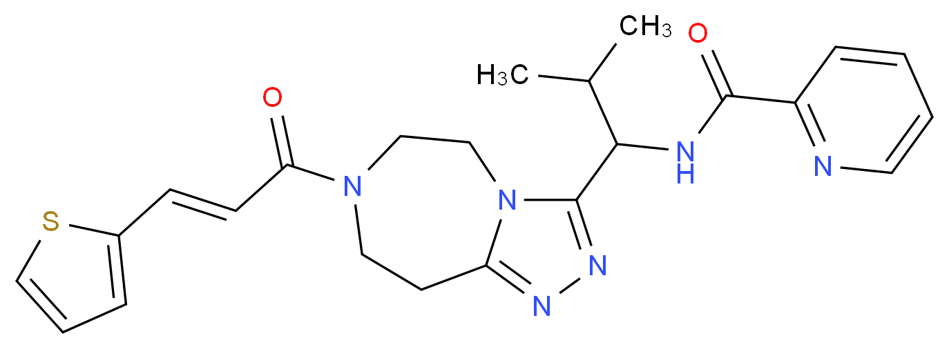 N-(2-methyl-1-{7-[(2E)-3-(2-thienyl)-2-propenoyl]-6,7,8,9-tetrahydro-5H-[1,2,4]triazolo[4,3-d][1,4]diazepin-3-yl}propyl)-2-pyridinecarboxamide_Molecular_structure_CAS_)