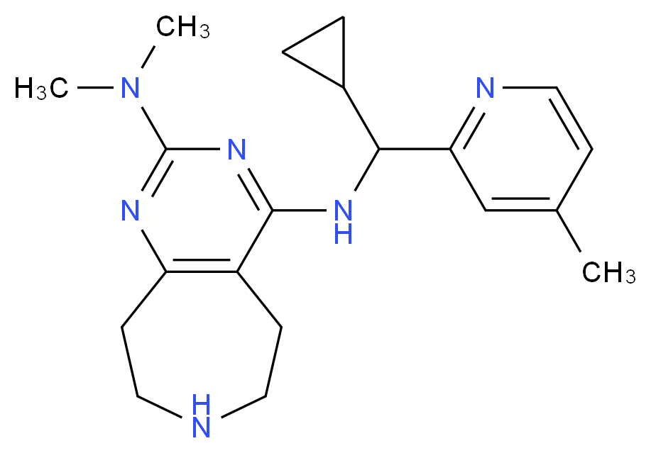 N~4~-[cyclopropyl(4-methylpyridin-2-yl)methyl]-N~2~,N~2~-dimethyl-6,7,8,9-tetrahydro-5H-pyrimido[4,5-d]azepine-2,4-diamine_Molecular_structure_CAS_)