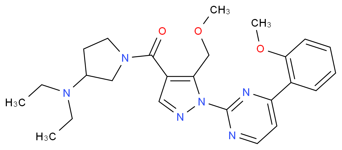 N,N-diethyl-1-({5-(methoxymethyl)-1-[4-(2-methoxyphenyl)-2-pyrimidinyl]-1H-pyrazol-4-yl}carbonyl)-3-pyrrolidinamine_Molecular_structure_CAS_)