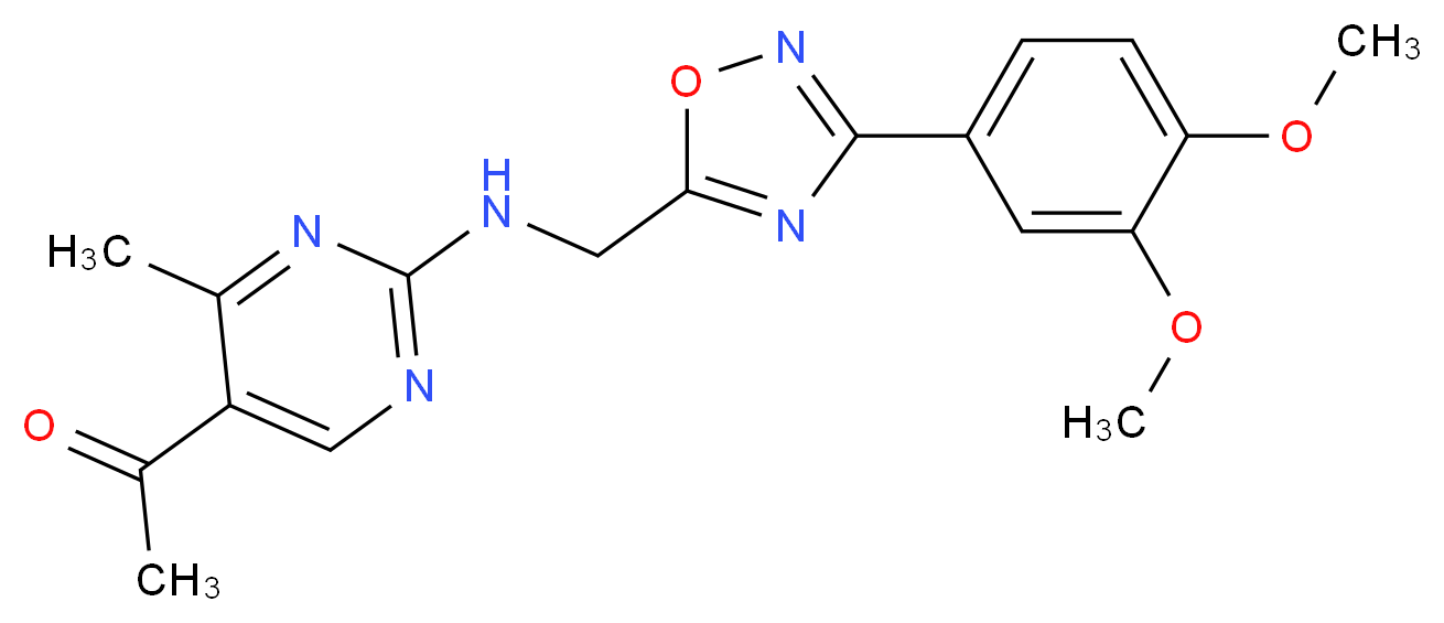 1-[2-({[3-(3,4-dimethoxyphenyl)-1,2,4-oxadiazol-5-yl]methyl}amino)-4-methylpyrimidin-5-yl]ethanone_Molecular_structure_CAS_)