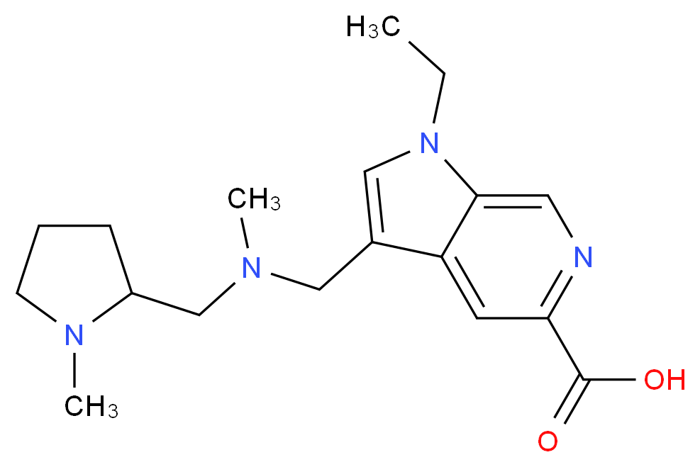 1-ethyl-3-({methyl[(1-methylpyrrolidin-2-yl)methyl]amino}methyl)-1H-pyrrolo[2,3-c]pyridine-5-carboxylic acid_Molecular_structure_CAS_)