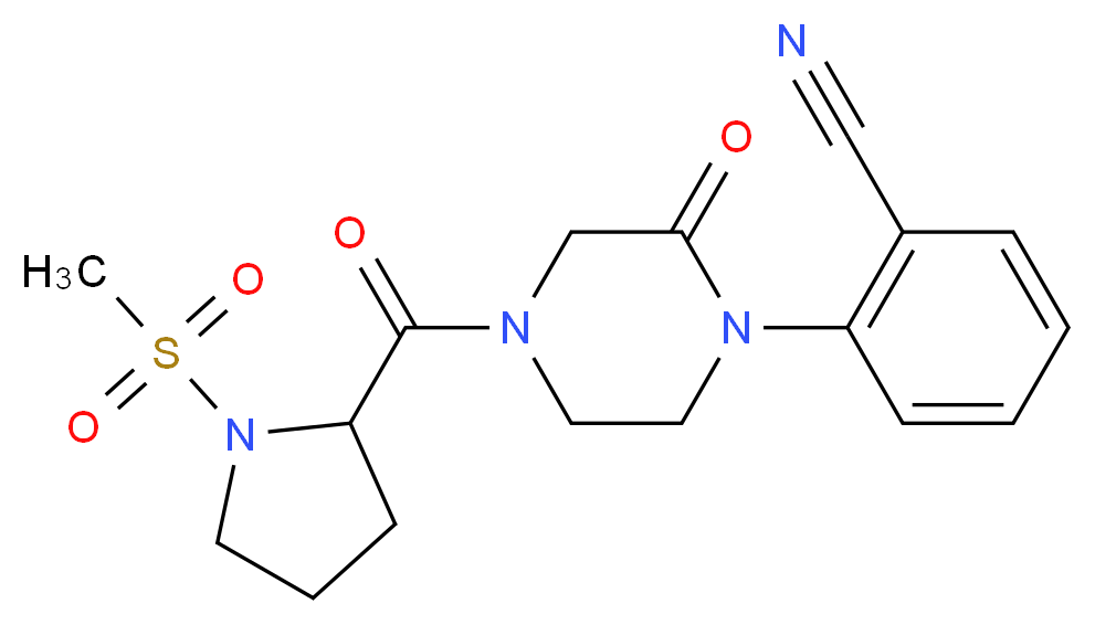 2-{4-[1-(methylsulfonyl)prolyl]-2-oxo-1-piperazinyl}benzonitrile_Molecular_structure_CAS_)
