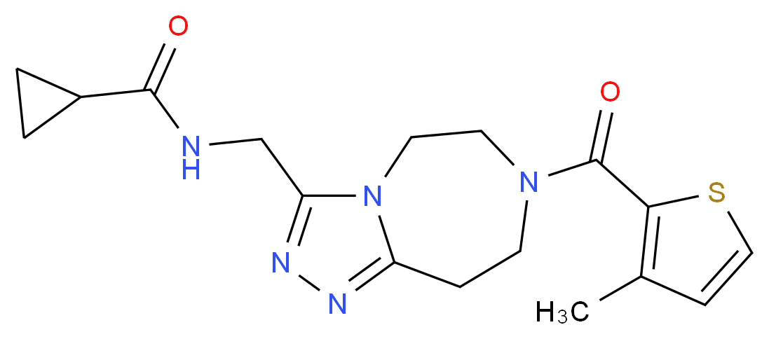 N-({7-[(3-methyl-2-thienyl)carbonyl]-6,7,8,9-tetrahydro-5H-[1,2,4]triazolo[4,3-d][1,4]diazepin-3-yl}methyl)cyclopropanecarboxamide_Molecular_structure_CAS_)