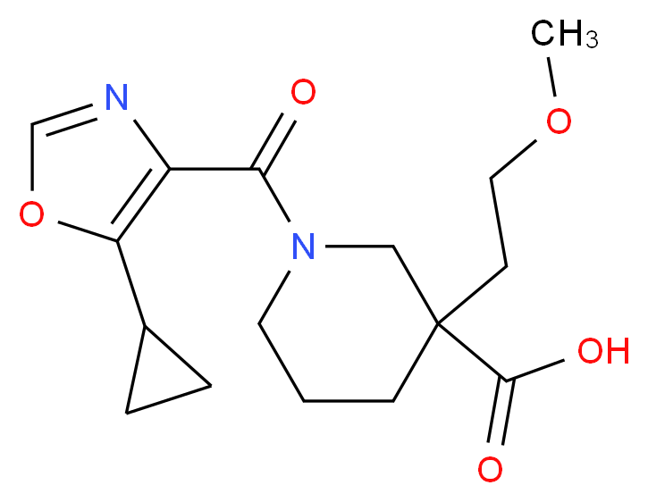 1-[(5-cyclopropyl-1,3-oxazol-4-yl)carbonyl]-3-(2-methoxyethyl)-3-piperidinecarboxylic acid_Molecular_structure_CAS_)