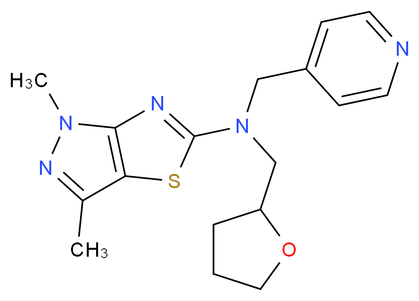 1,3-dimethyl-N-(pyridin-4-ylmethyl)-N-(tetrahydrofuran-2-ylmethyl)-1H-pyrazolo[3,4-d][1,3]thiazol-5-amine_Molecular_structure_CAS_)