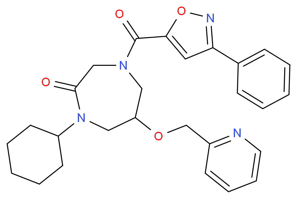 1-cyclohexyl-4-[(3-phenyl-5-isoxazolyl)carbonyl]-6-(2-pyridinylmethoxy)-1,4-diazepan-2-one_Molecular_structure_CAS_)